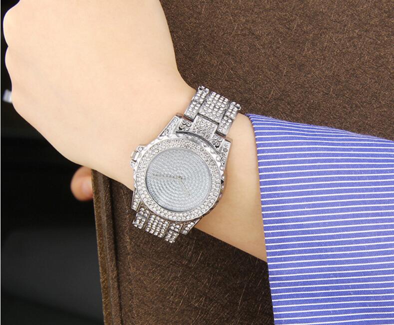 Fashion Bling Casual Ladies Female Quartz Gold Watch Crystal Diamond