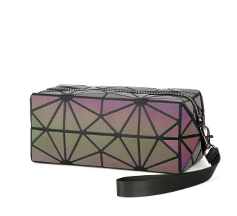 Discolored irregular semicircular cosmetic bag
