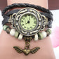 Vintage casual flying heart pendant bracelet belt watch