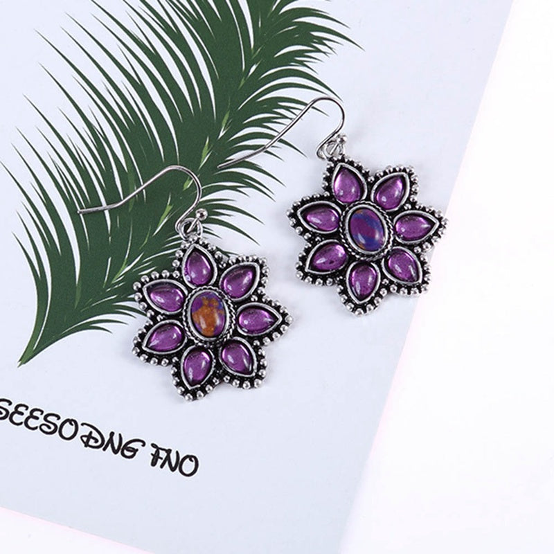 Purple Flower Drop Earrings Cute Dangle Earrings Women Jewelry Gift for Her