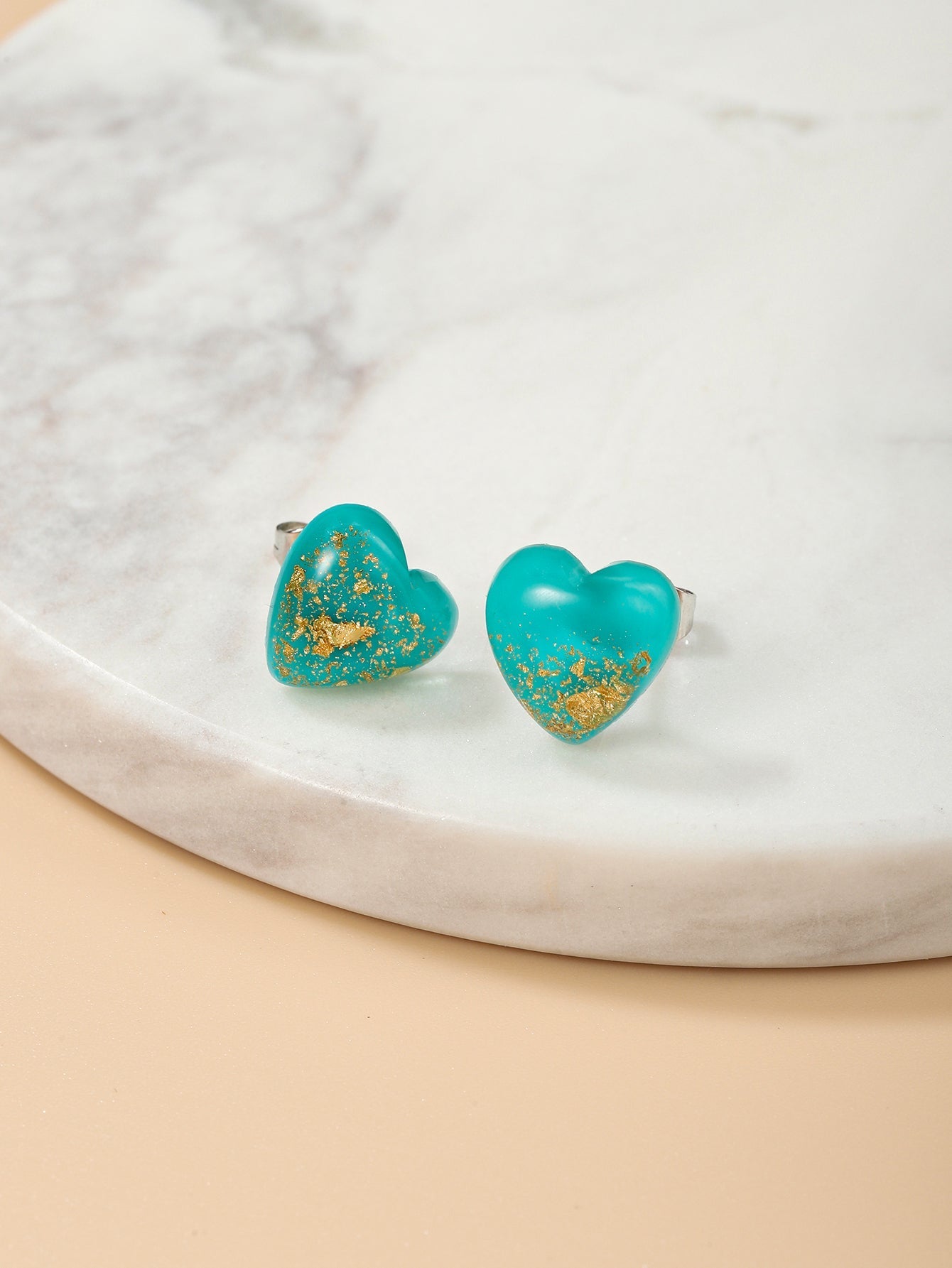 Green Heart Stud Earrings Female Girl Fashion Earrings Birthday Holiday Gifts