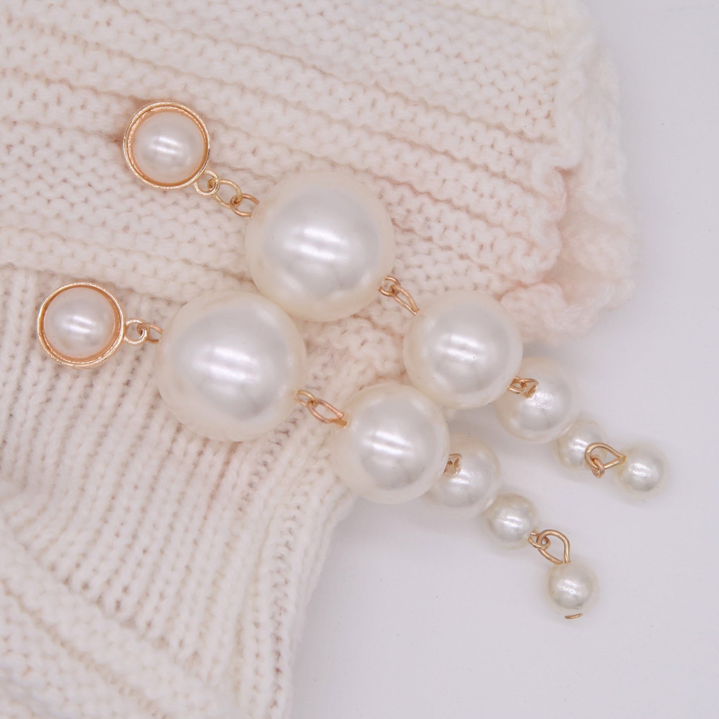Layered Imitation Pearl Dangle Fashion Drop Earrings Women Girls Ear Studs