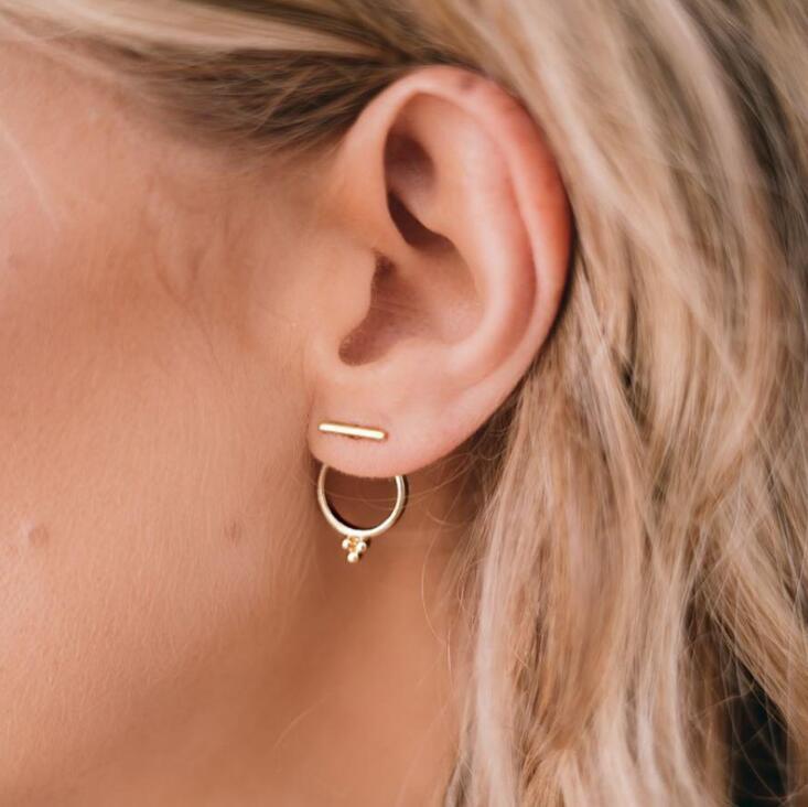 Circle Bar Ear Stud Earrings Dangle Women Fashion Jewelry Gift for Her