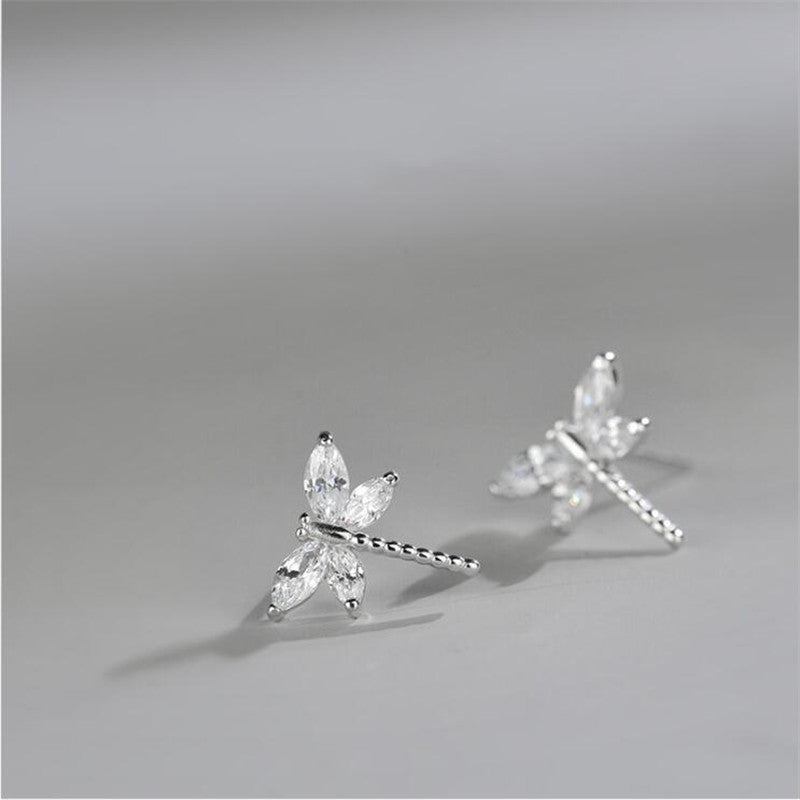 Rhinestone Dragonfly Stud Earrings Women Jewelry Mom Gift Everyday Wear Earrings