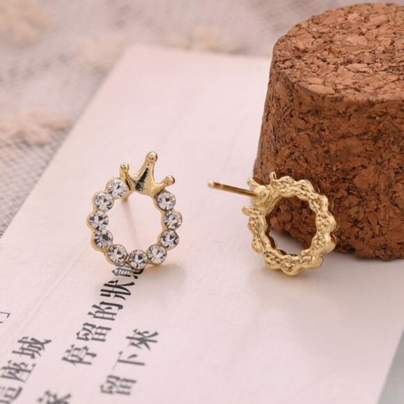 Crown Round Jewelry Stud Earrings Modern Fashion Women Earrings Piercing Studs