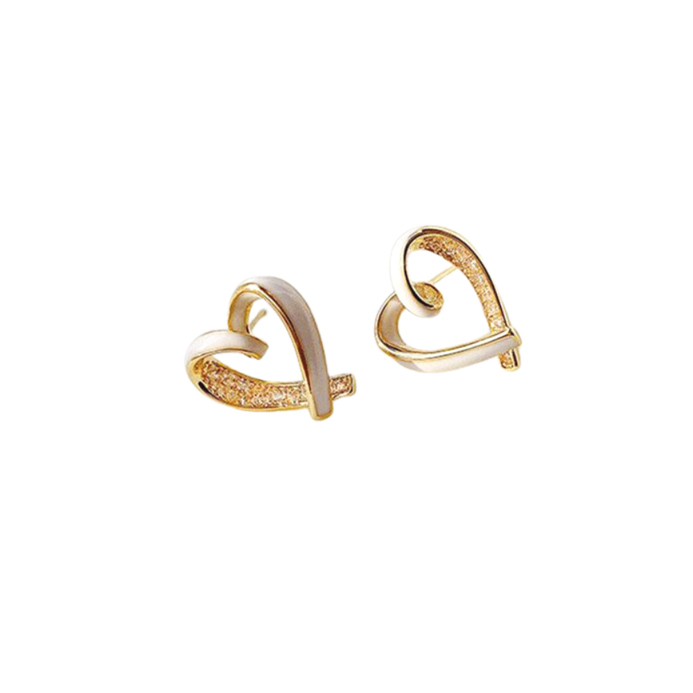 Ribbon Heart Stud Earrings Cute Summer Earring Jewelry Gift for Her