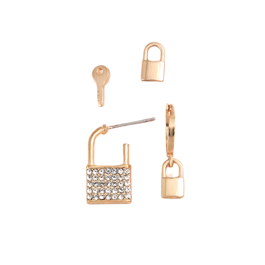 4pc Lock Design Ear Studs Earring Exquisite Fashion Earrings For Women