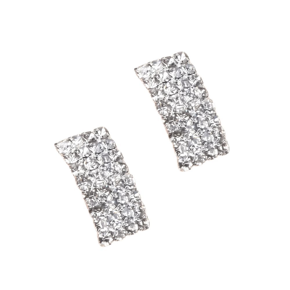 Rhinestone Decor Rectangular Stud Earrings for Women Girls Ear Studs Jewelry