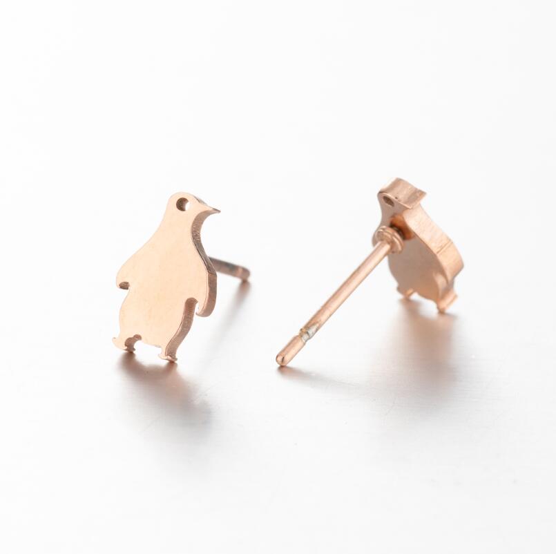 Penguin Stud Earrings Women Kids Jewelry Stainless Steel Animal Earing Studs Ear Fashion Gift Accessories