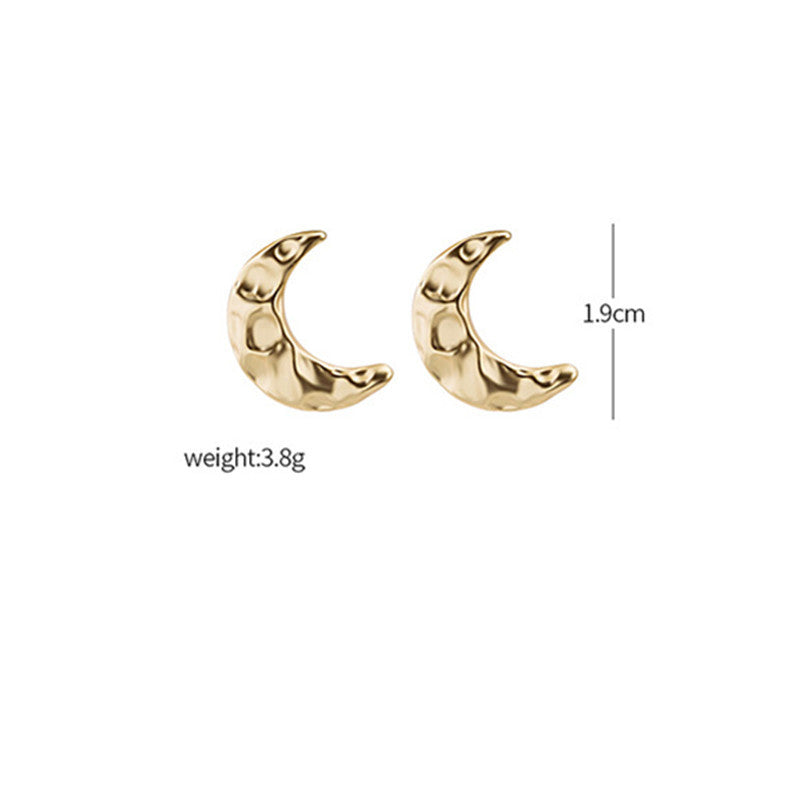 Hole Pattern Moon Stud Earrings for Girls Women Stud Jewelry Gift Accessories
