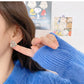 Black Stripe Triangle Stud Earrings Women Jewelry Mom Gift Everyday Wear