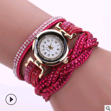 Fashion watch ladies fashion watch, diamond twisted pu belt winding fashion watch