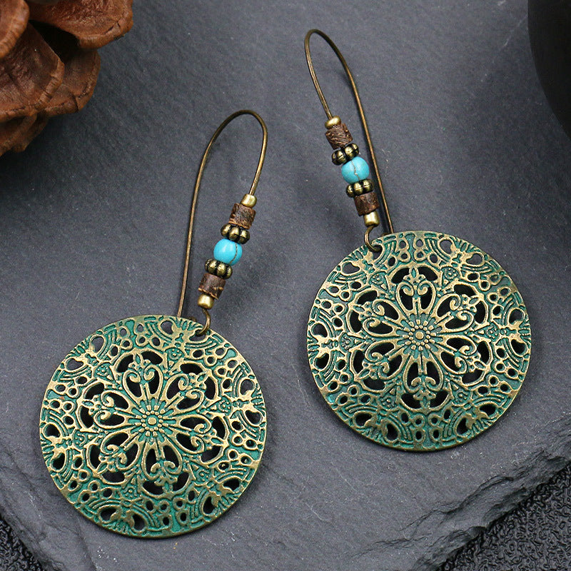 Creative Flower Fashion Retro Alloy Round Earrings