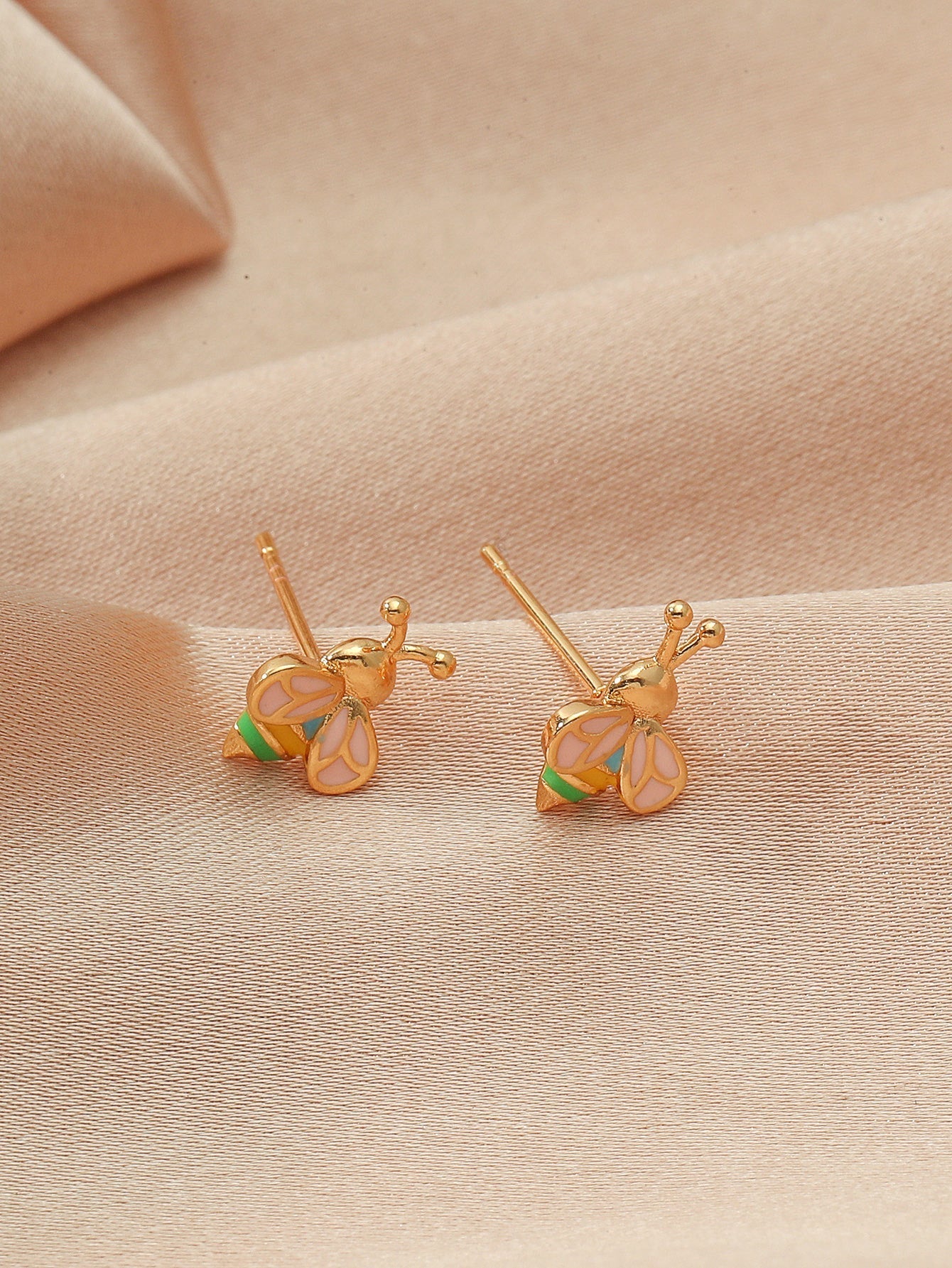 Pink Bee Stud Earrings Women Jewelry Mom Gift Everyday Wear Earrings