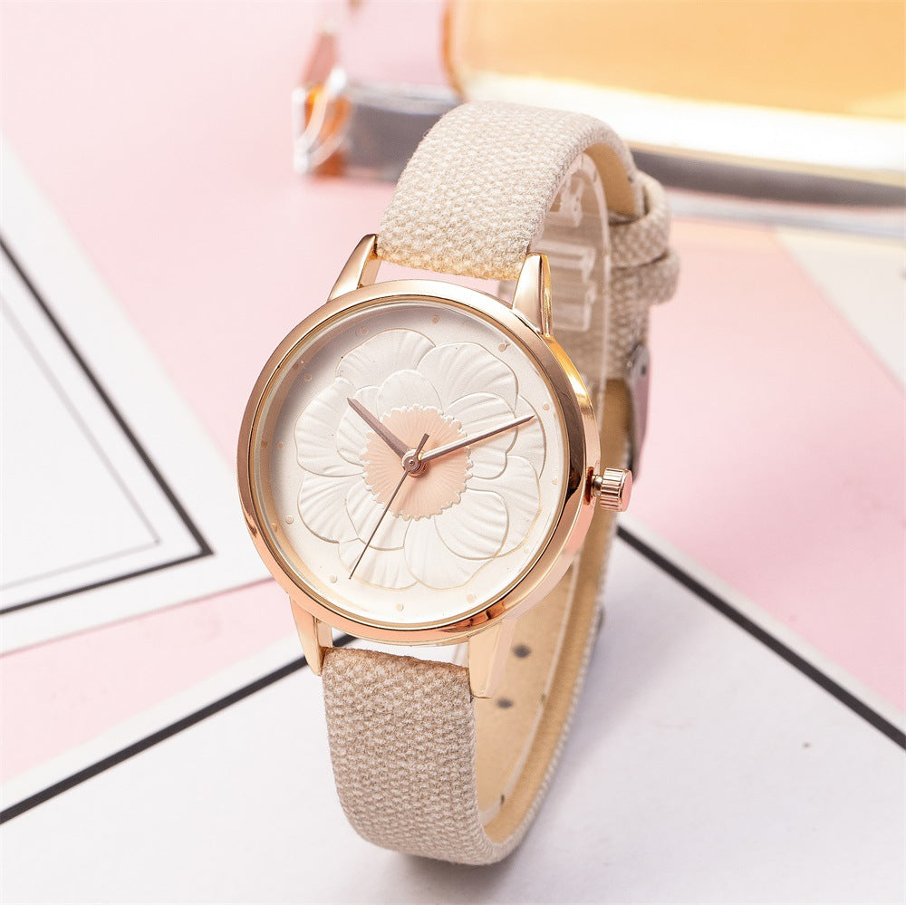 3D flower dial fashion simple quartz watch