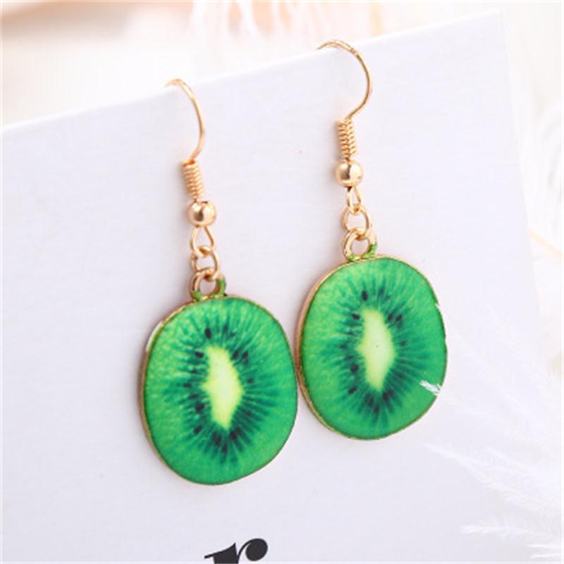 Kiwi Fruit Design Drop Ear Dangle Fashion Earrings for Women Party Jewelry Gift