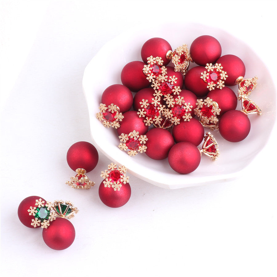 Red Ball Stud Earrings Women Jewelry Mom Gift Everyday Wear Earrings