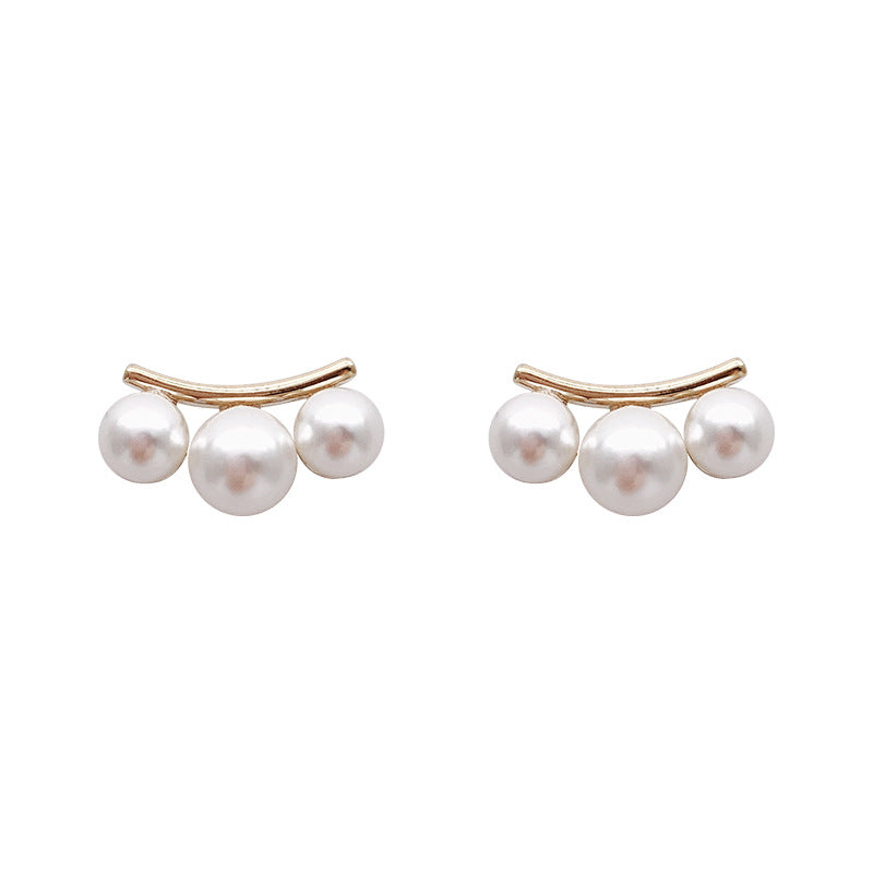 Pearl Line Stud Earrings for Girls Women Stud Jewelry Gift Accessories