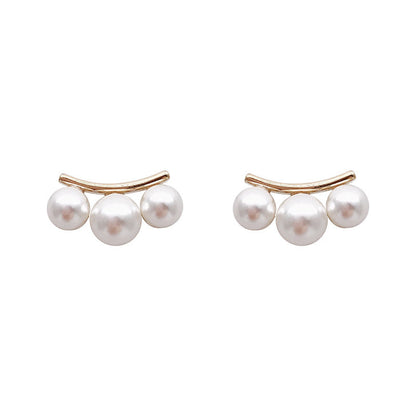 Pearl Line Stud Earrings for Girls Women Stud Jewelry Gift Accessories