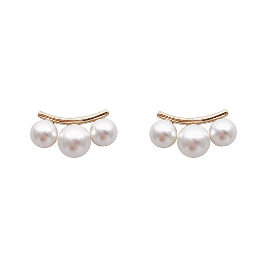 Pearl Line Stud Earrings for Girls Women Stud Jewelry Gift Accessories