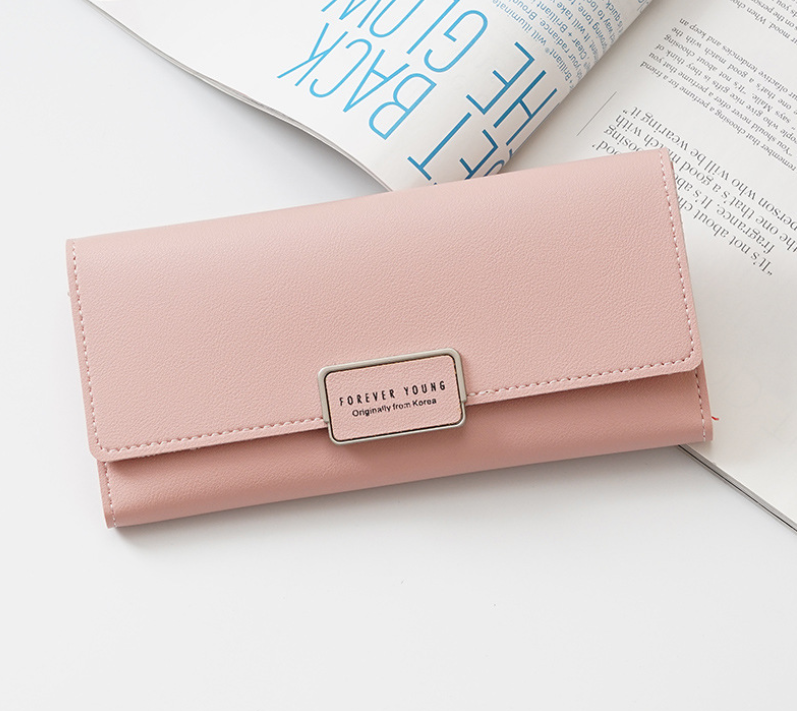 Women's wallet Korean version of the three fold long buckle clasp bag multi-card position pu leather wallet factory direct one generation