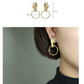 Palm ring earrings street fashion street shooting 925 silver needle plated 18K real gold earrings