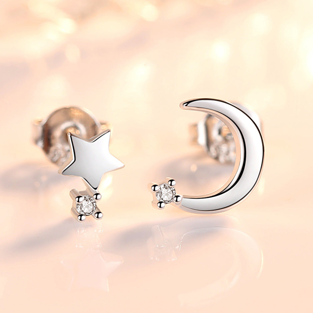 Moon Star Design Stud Earrings Female Girl Fashion Earrings Birthday Holiday