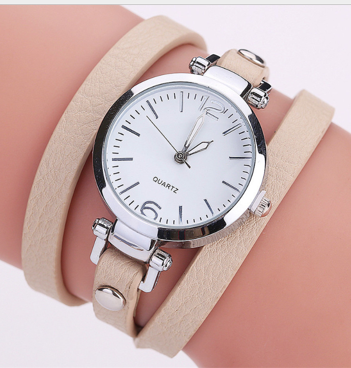 Women's Circle Bracelet Watch PU Strap Simple Alloy Small Dial Women's WatchM