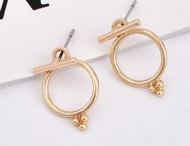 Ring Design Ear Jacket Stud Earrings Women Fashionable Luxurious Earrings