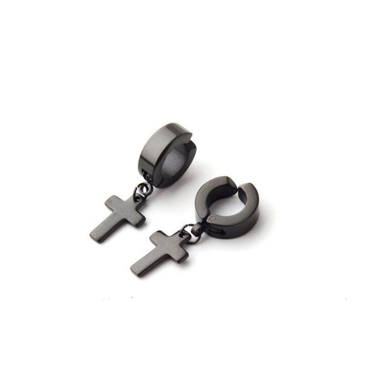 Titanium steel cross earrings