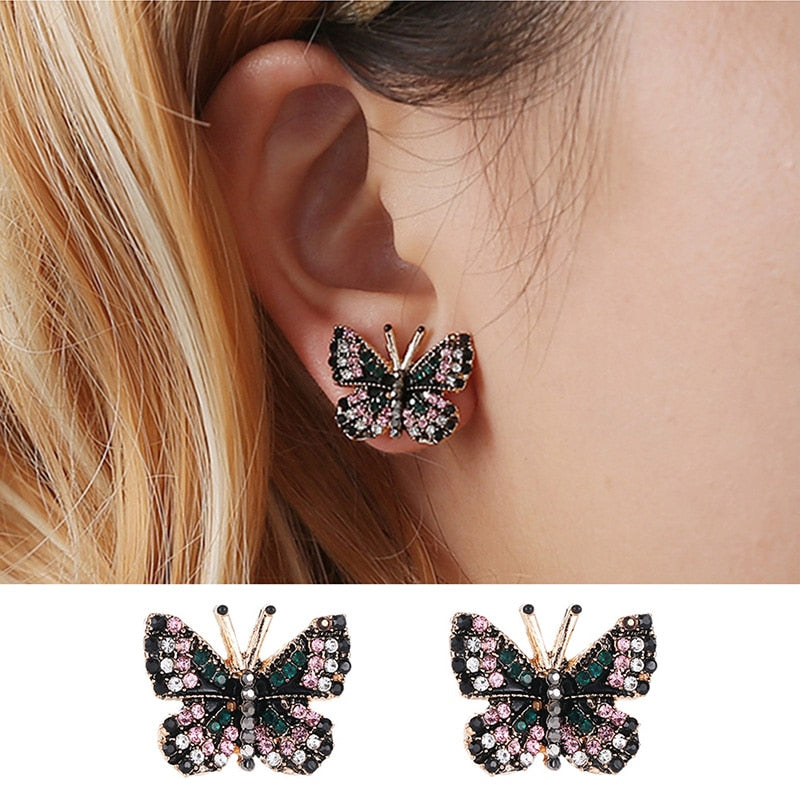 Gemstone Butterfly Studs Earring Exquisite Fashion Earrings For Women
