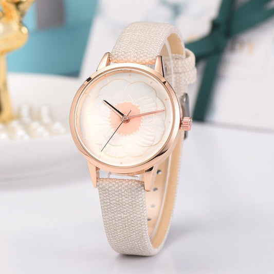 3D flower dial fashion simple quartz watch