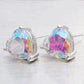 Holographic Heart Crystal Stud Earrings Fashion Women Female Earrings Piercing