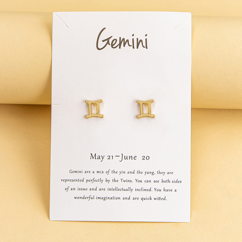 Twelve Constellation Earrings Gold And Silver 12 Zodiac