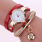 Thin belt fashion ladies watch Casual three-ring winding bracelet watch Women's fashion quartz watch