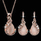 Retro Water Drop Necklace And Earrings Two-piece Set With Diamonds