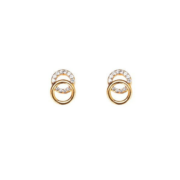 Plain and Rhinestone Circle Stud Earrings Female Girl Fashion Earrings Birthday