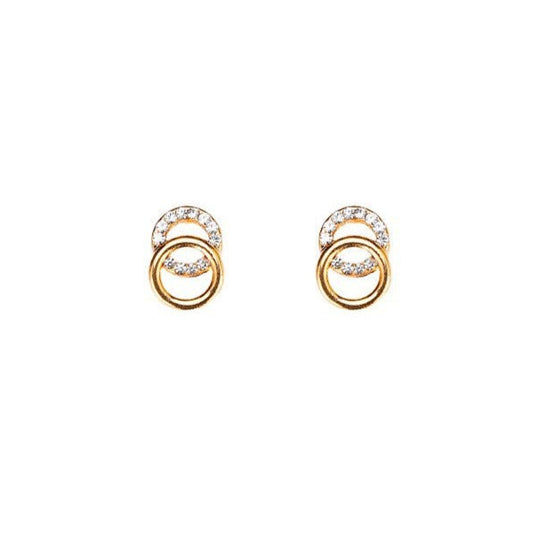 Plain and Rhinestone Circle Stud Earrings Female Girl Fashion Earrings Birthday