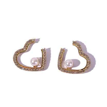 Rhinestone Heart Gift for Her Earrings Dangle Women Fashion Jewelry Jewellery