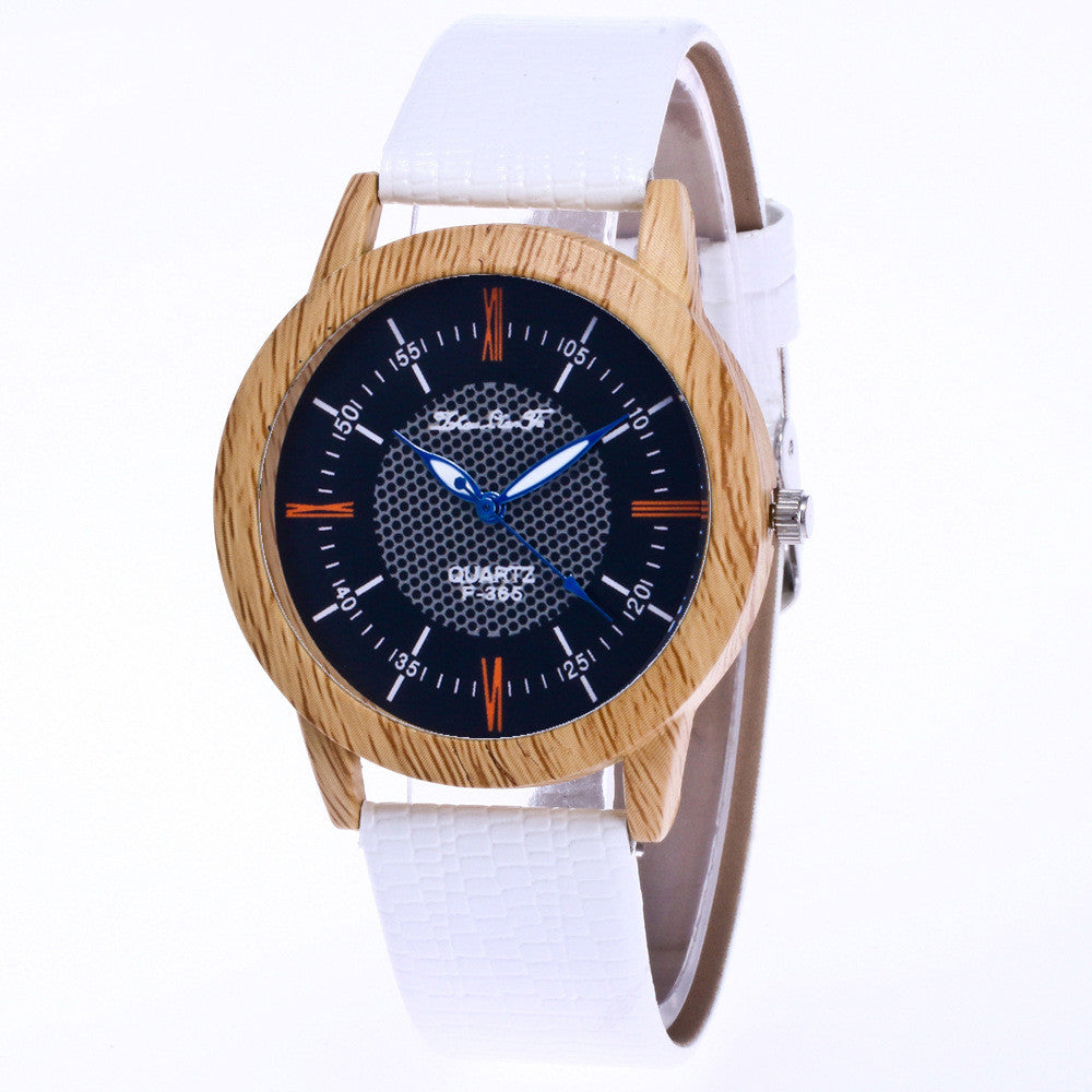 Leather wooden watch