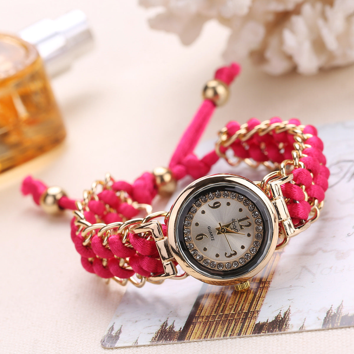 Fashion Leisure High Quality Woman Watch Women Knitting Rope Chain Winding Analog Quartz Movement Wrist Watch