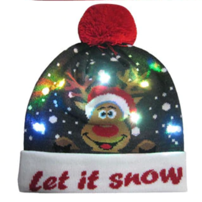 Snowman Elk Christmas Tree Flanged Ball Knit Cap