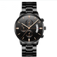 Men''s Stainless Steel Watches with Business Leisure Calendar Quartz Watches Waterproof Black Refined Steel Watches