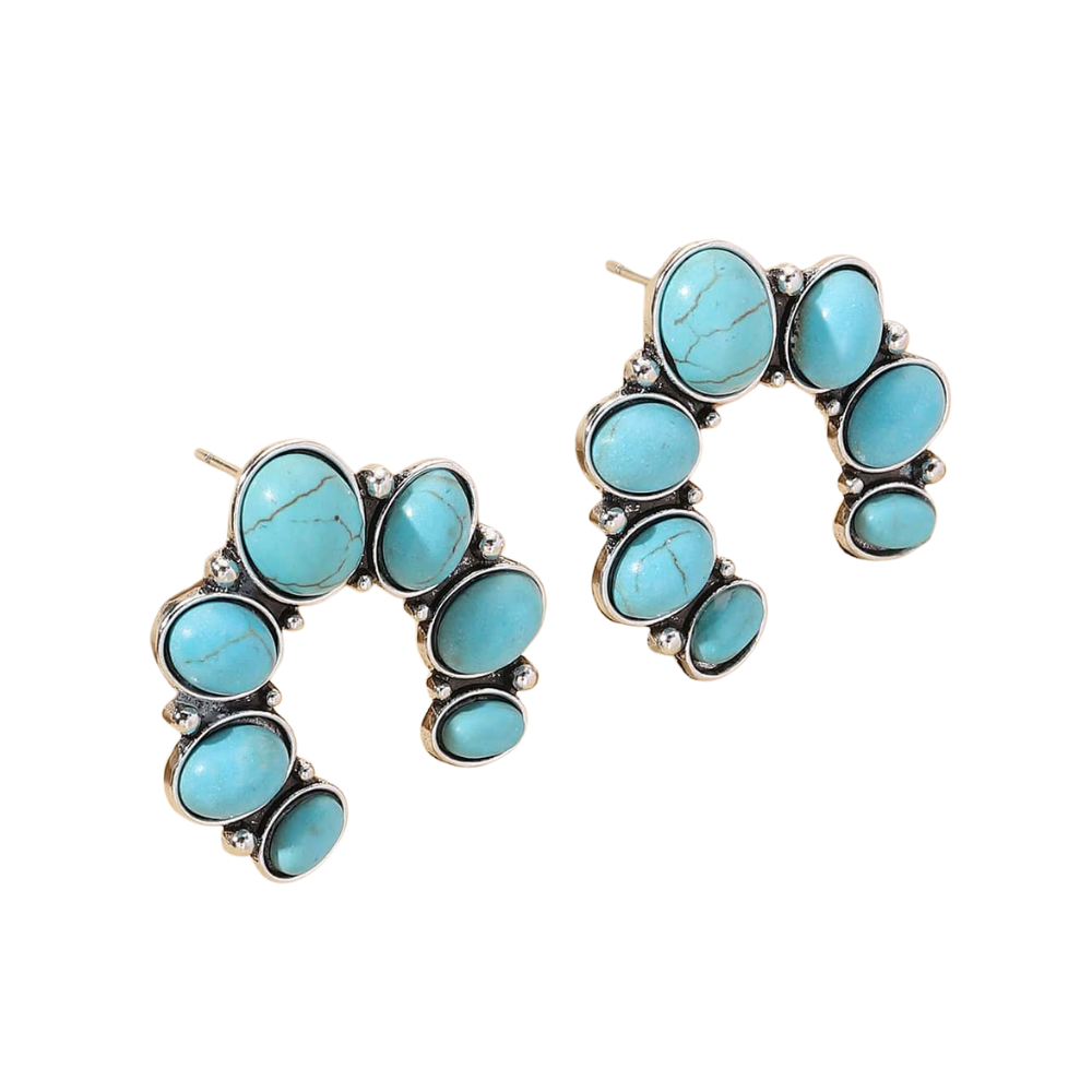 Turquoise Decor Stud Earrings for Women Girls Ear Studs Jewelry Gift Fashion