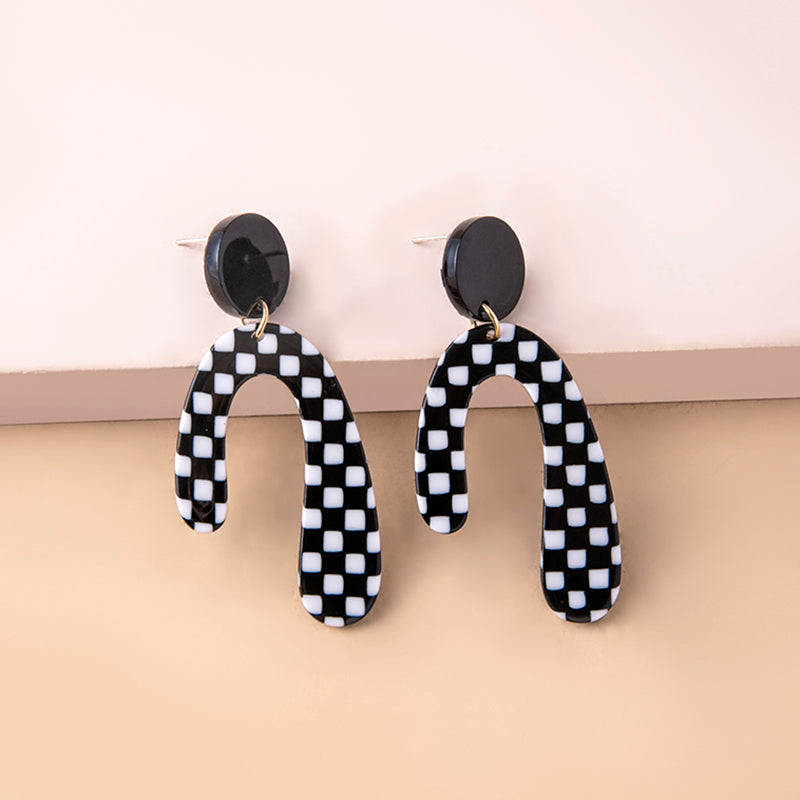 Plaid Jewelry Drop Earring Modern Fashion Women Earrings Piercing Studs