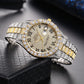 Full Diamond Face Roman Scale Steel Band Watch