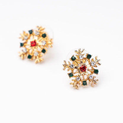 Colorful Snowflake Stud Earrings Female Girl Fashion Earrings Birthday Holiday