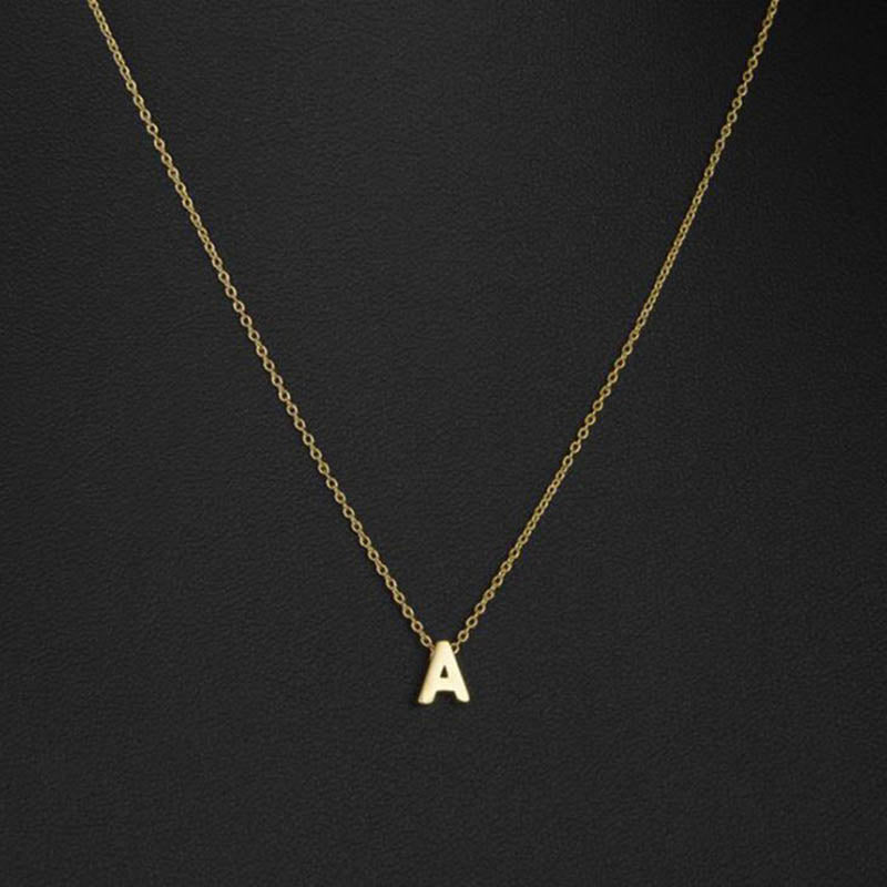 Fashion Tiny Initial Necklace Gold Silver Color Cut Letters Single Name Choker Necklace For Women Pendant