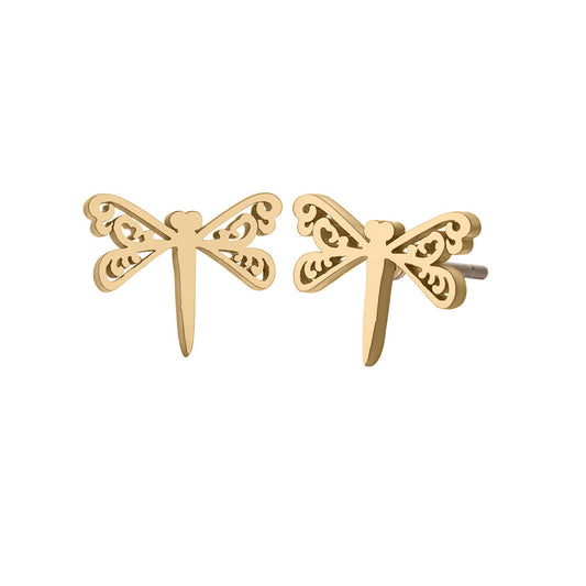 Hollow Dragonfly Stud Earrings Female Girl Fashion Earrings Birthday Holiday