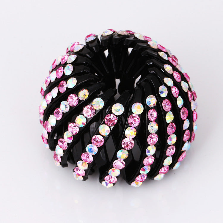 Bird's Nest Hairpin Color Rhinestone Ponytail Ball Hairpin